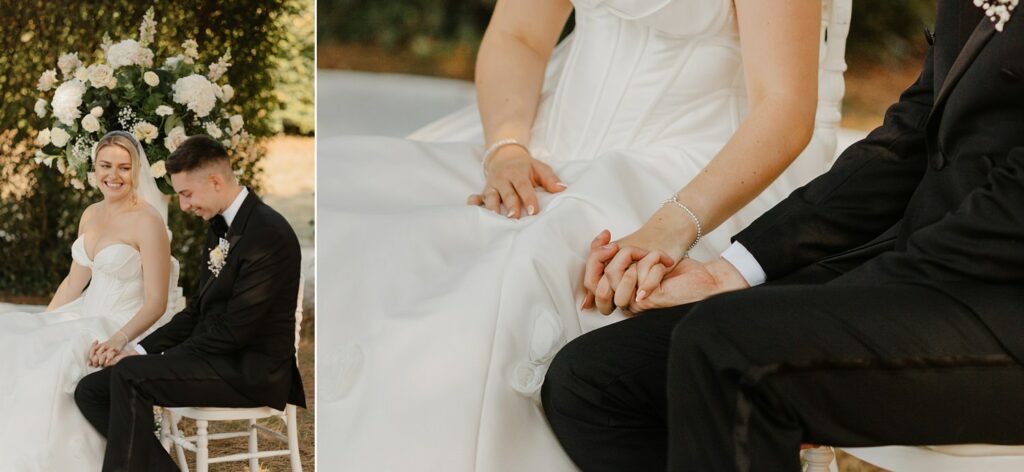 Bride and groom enjoying the ceremony at Domaine d'Essendieras by Jade Sequeval French Photographer