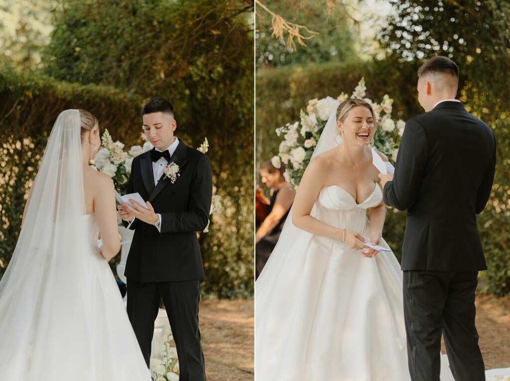 Exchanging wedding vows at Domaine d'Essendieras by Jade Sequeval French Photographer
