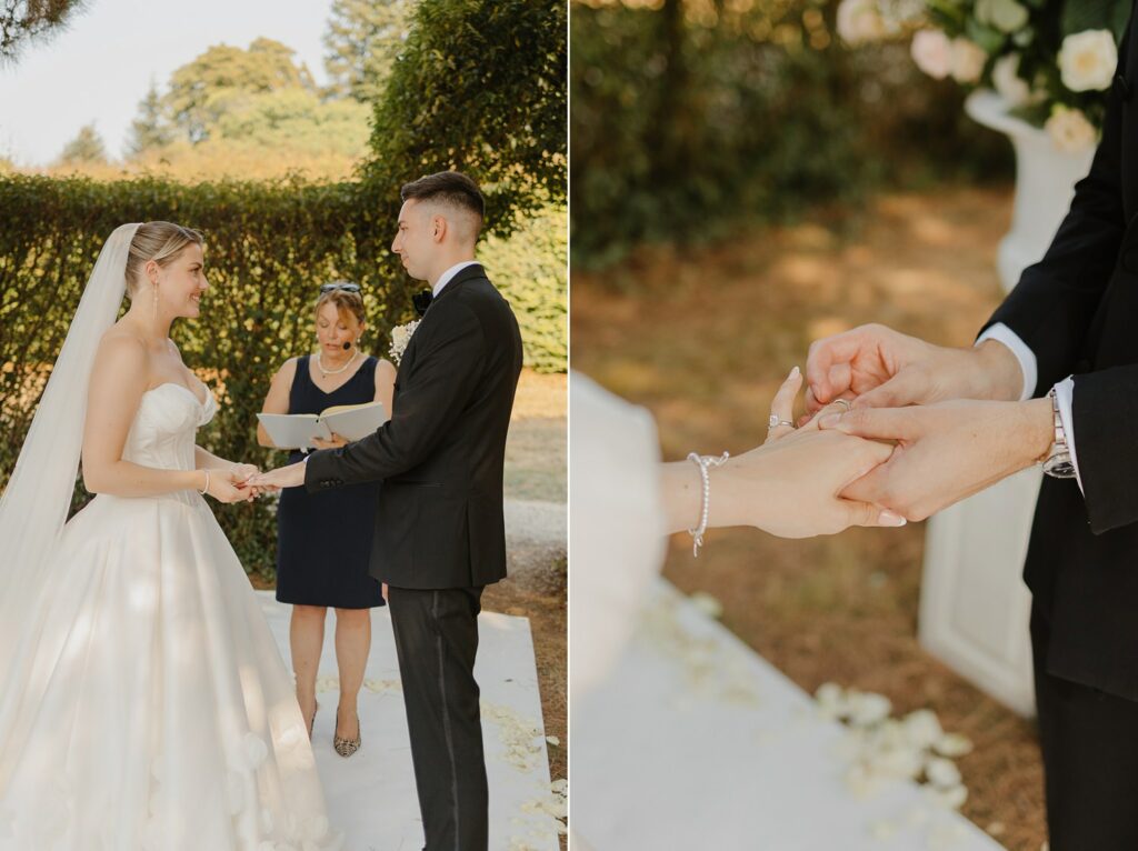 Exchanging rings at Domaine d'Essendieras by Jade Sequeval French Photographer