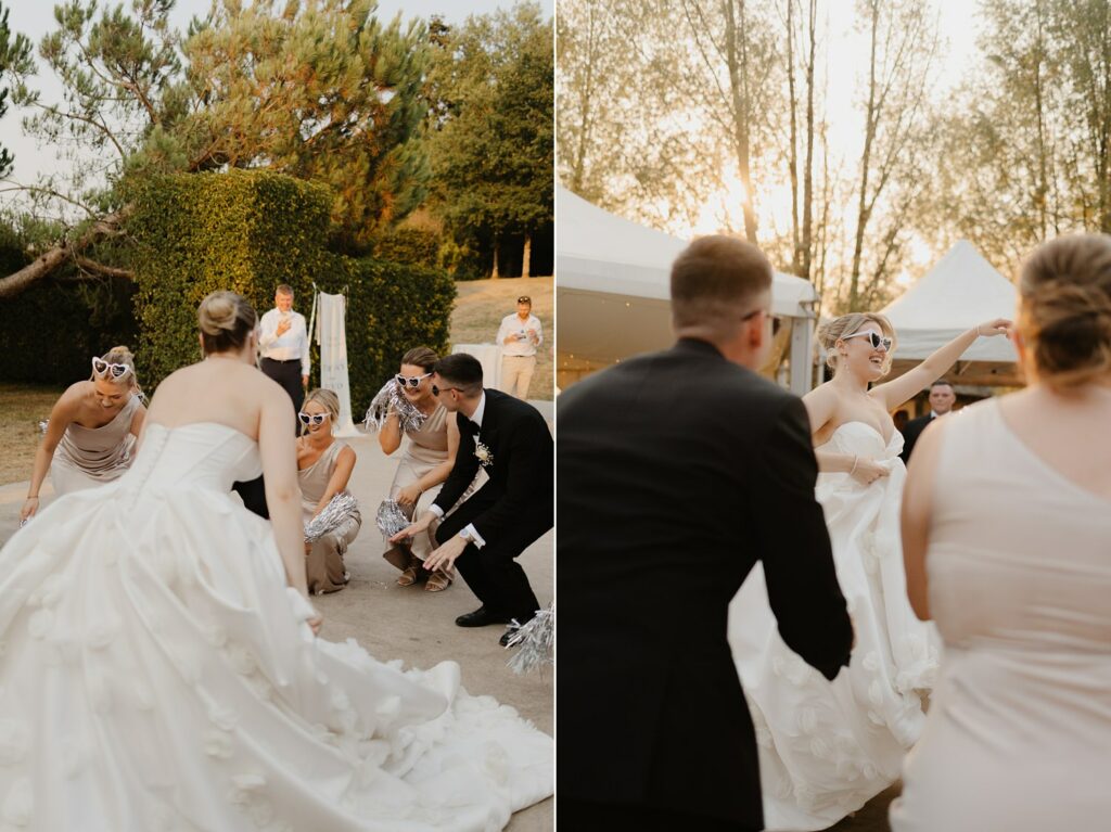 Dancing Wedding entrance at Domaine d'Essendieras by Jade Sequeval French Photographer