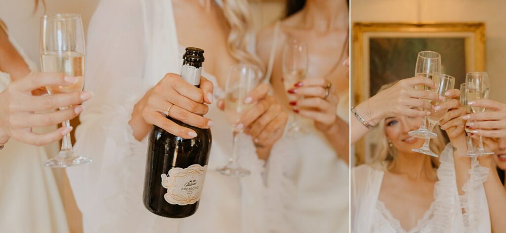 Prosecco in Chateau de Malliac - photo by Jade Sequeval wedding Photographer in South West France