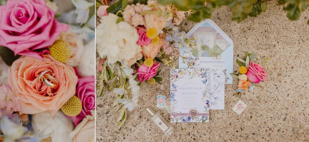 Wedding stationery at Chateau de Malliac - photo by Jade Sequeval wedding Photographer in South West France