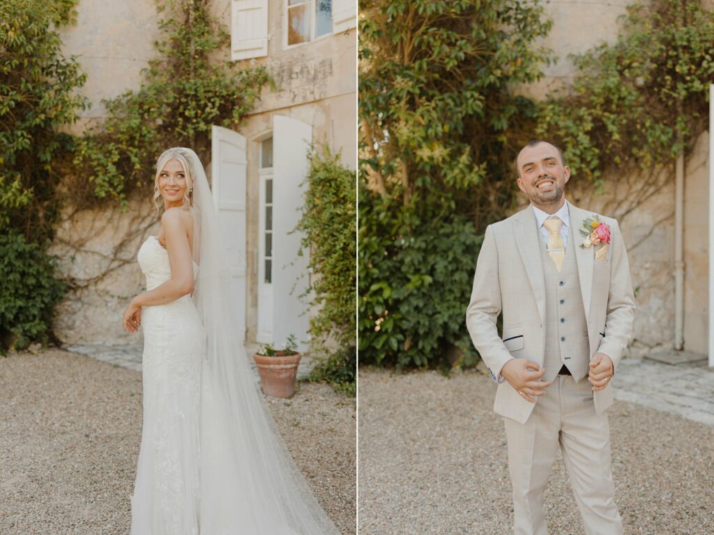 Bride and Groom portraits at Chateau de Malliac - photo by Jade Sequeval wedding Photographer in South West France