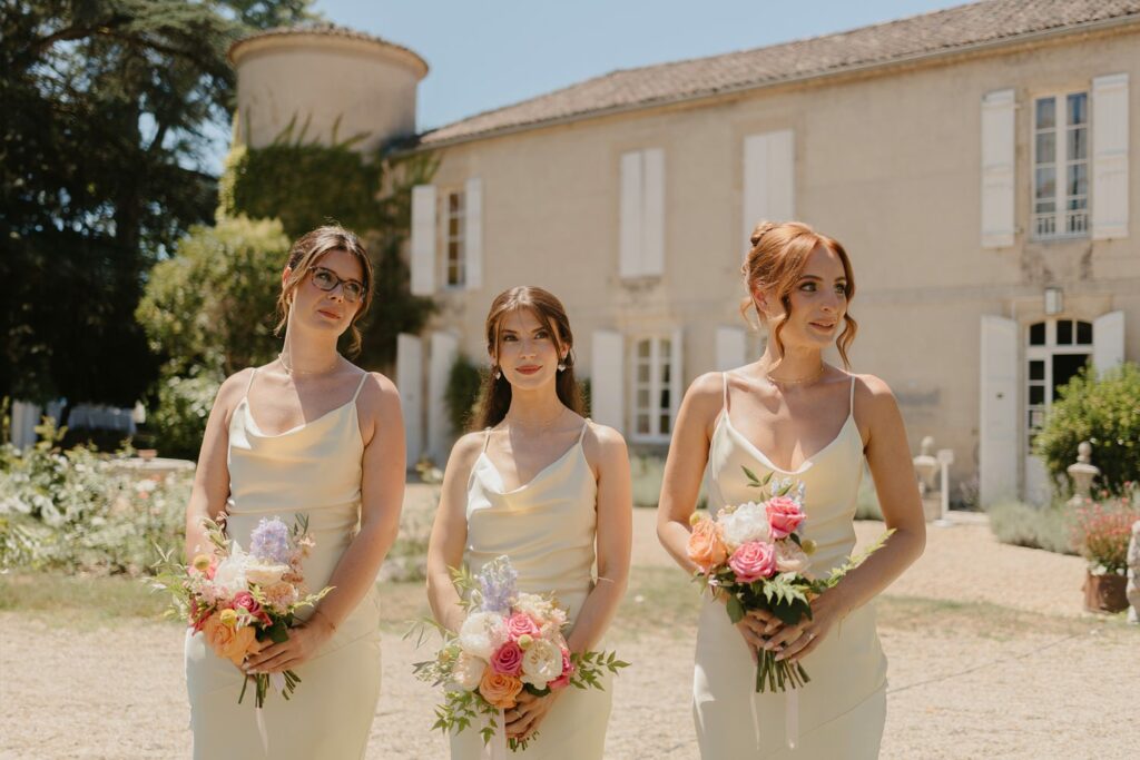 Bridesmaids at Chateau de Malliac - photo by Jade Sequeval wedding Photographer in South West France