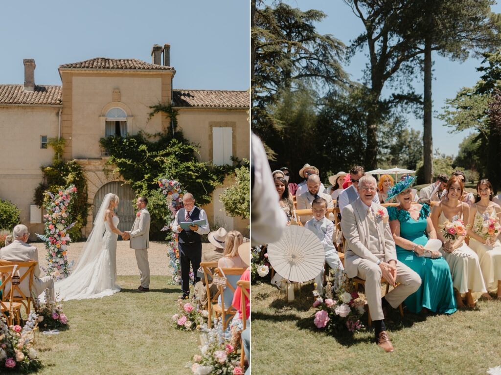Saying I do at Chateau de Malliac - photo by Jade Sequeval wedding Photographer in South West France