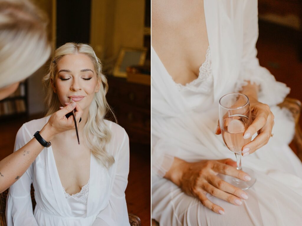 Bride before her wedding at Chateau de Malliac - photo by Jade Sequeval wedding Photographer in South West France