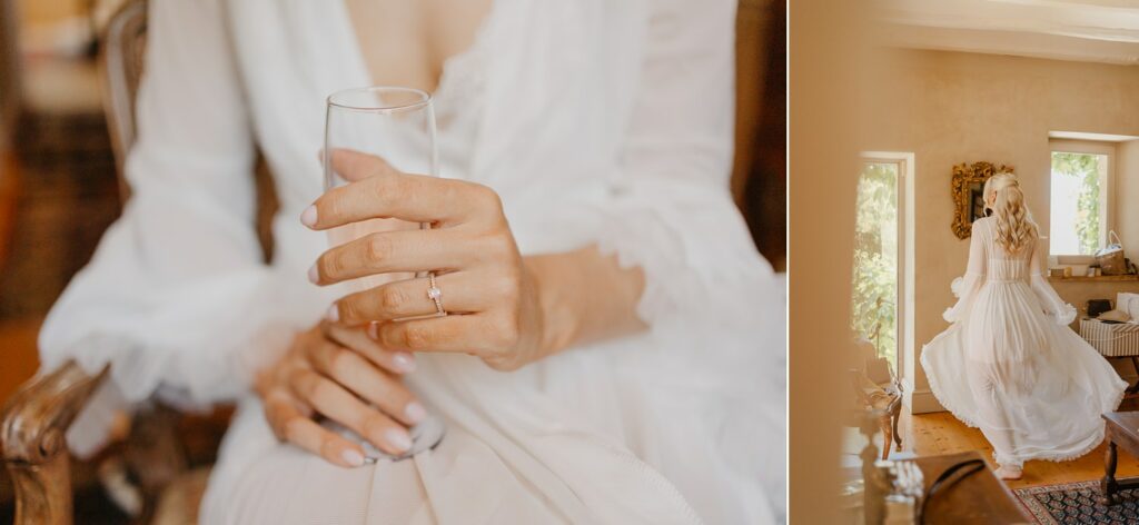 Bride before saying I do at Chateau de Malliac - photo by Jade Sequeval wedding Photographer in South West France