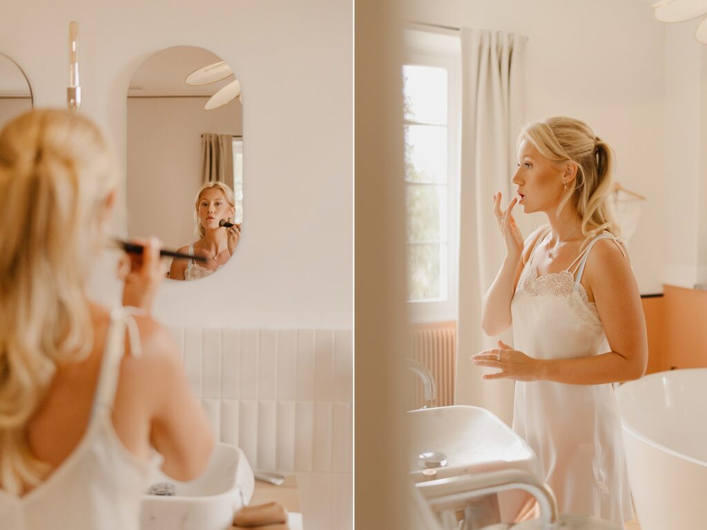 Bride on her wedding day at Chateau Réal - photo by Jade Sequeval wedding Photographer in Bordeaux