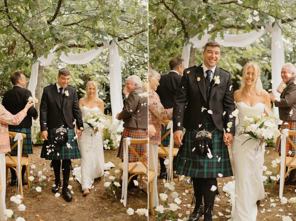 Throwing petals at Chateau Réal - photo by Jade Sequeval wedding Photographer in Bordeaux