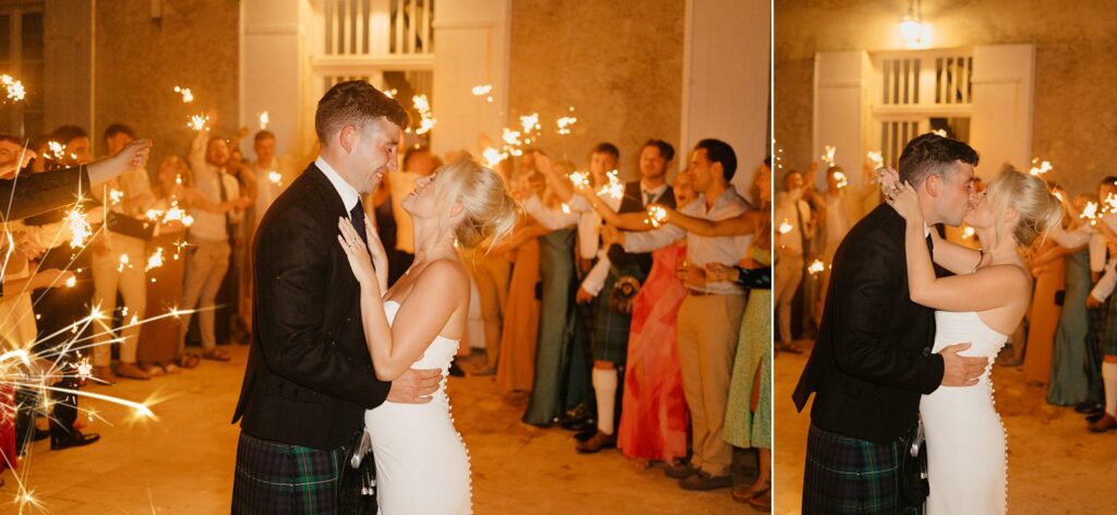 Sparklers at Chateau Réal by Jade Sequeval wedding Photographer in Bordeaux