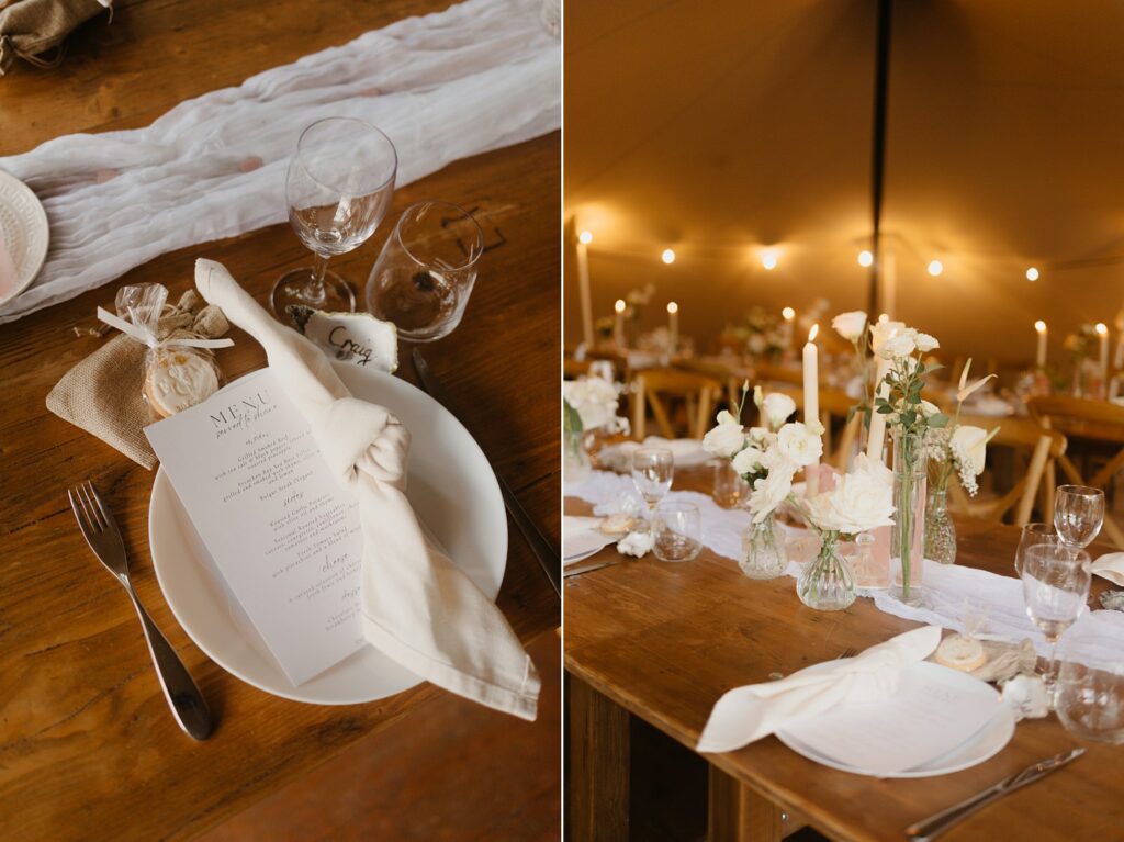Dinner under the tent at Chateau Réal by Jade Sequeval wedding Photographer in Bordeaux