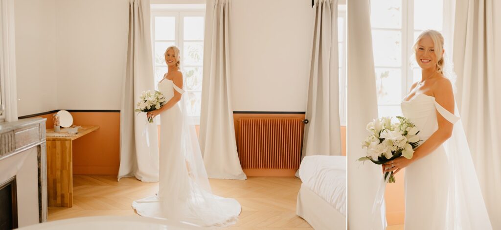 Bride looking stunning in the Bridal Suite at Chateau Réal - photo by Jade Sequeval wedding Photographer in Bordeaux